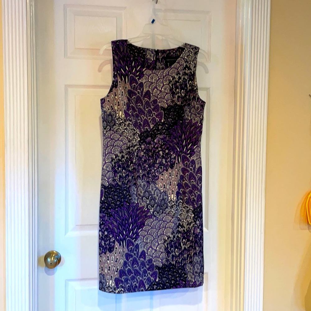 connected apparel Purple and Cream Patterned Sleeveless Midi Dress